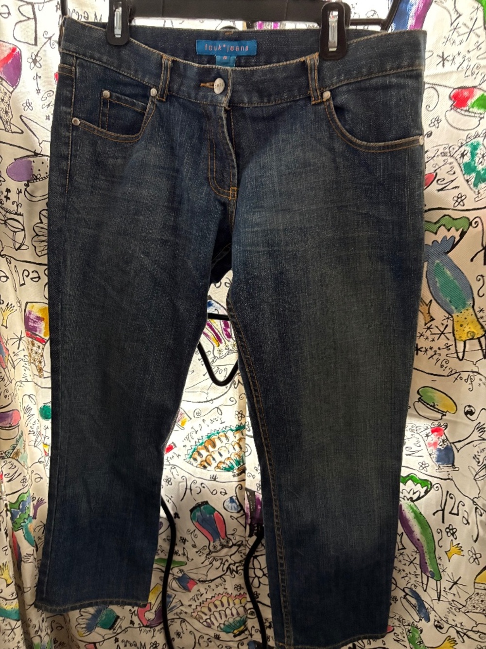 FCUK retro  cropped medium wash low rise jeans